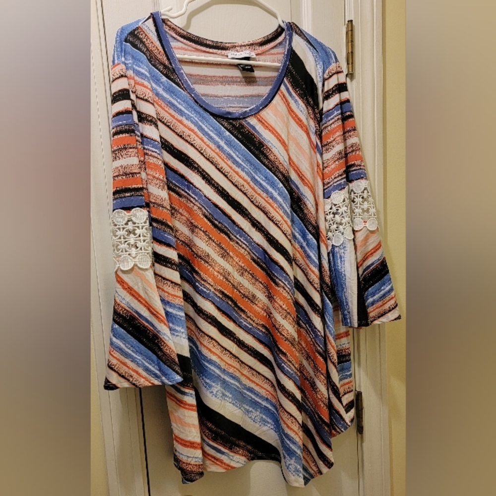 NOTATIONS / NEW DIRECTIONS Curvy 3X Women's BOHO Style Blouse NWT.